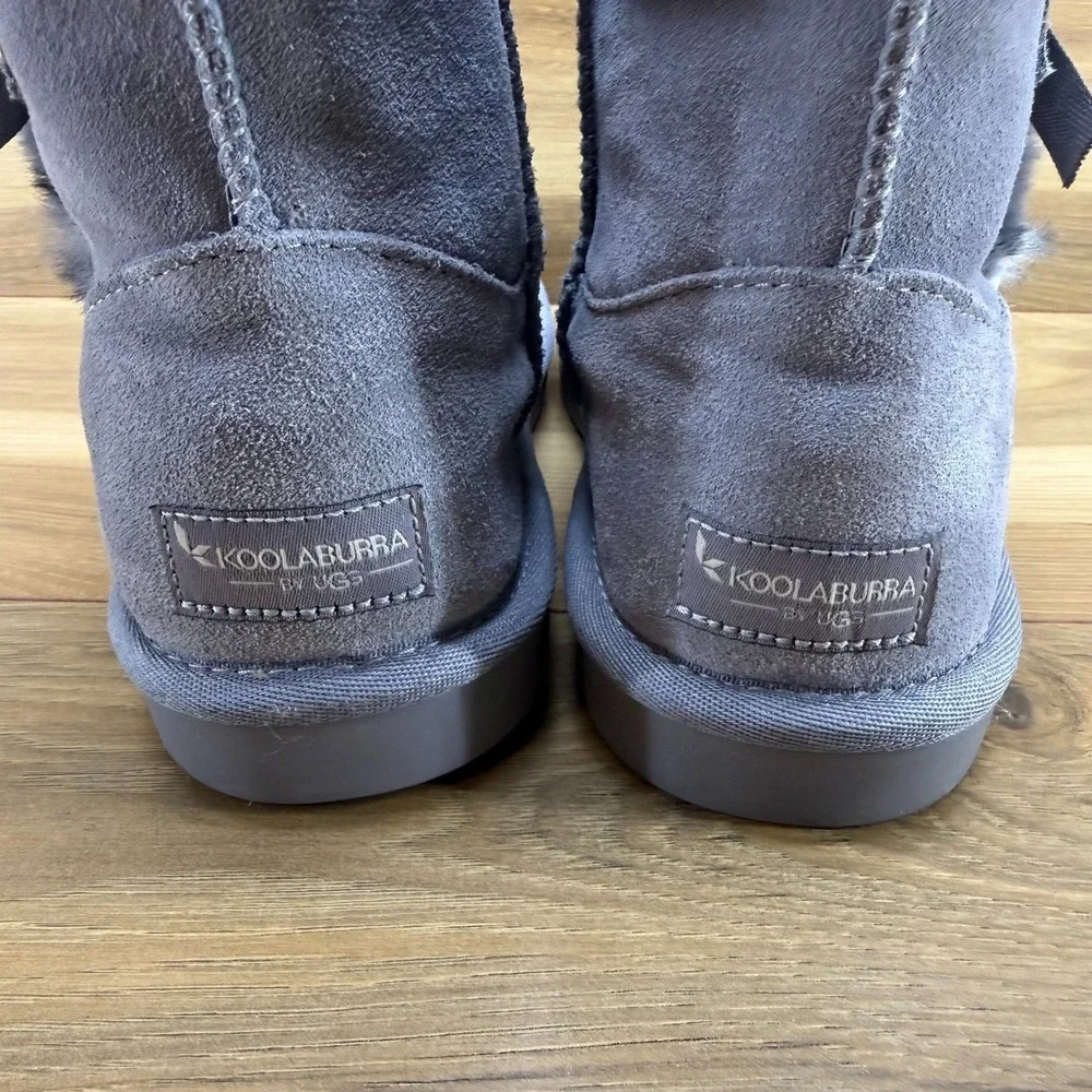 Koolaburra By UGG Victoria Mini Big Girls Youth Size 5 Gray Suede Leopard Lining